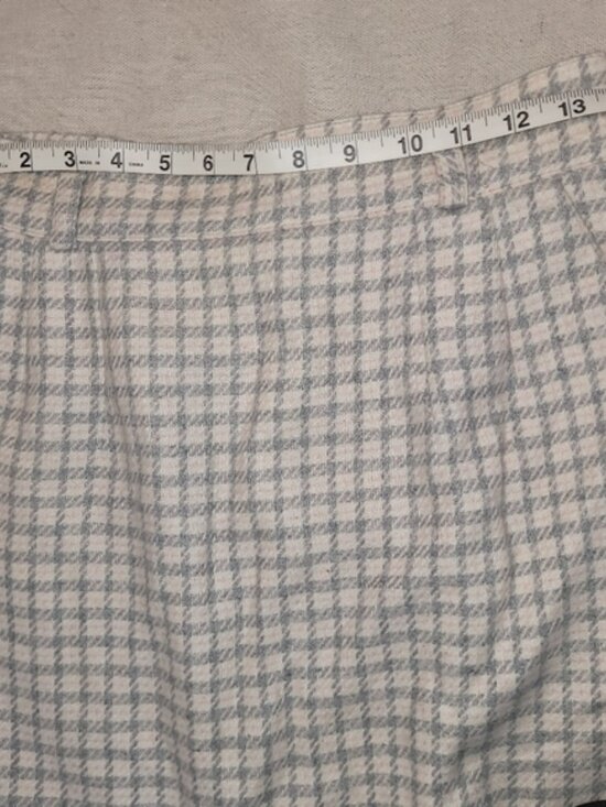Vintage Neutral Color Wool Blend Plaid Pencil Skirt - Picture 10 of 13